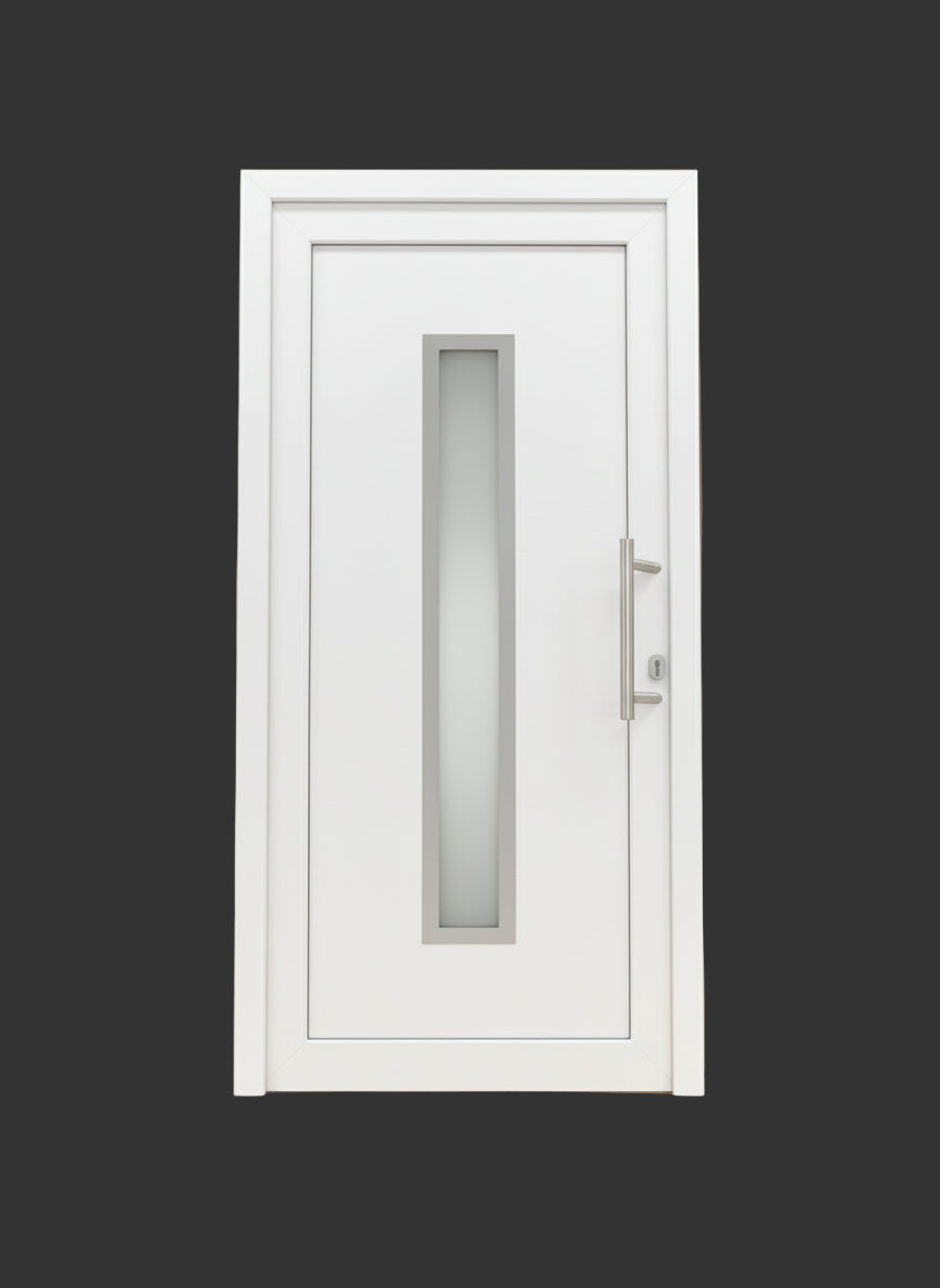 Porte d'entrée moderne blanche TVAC