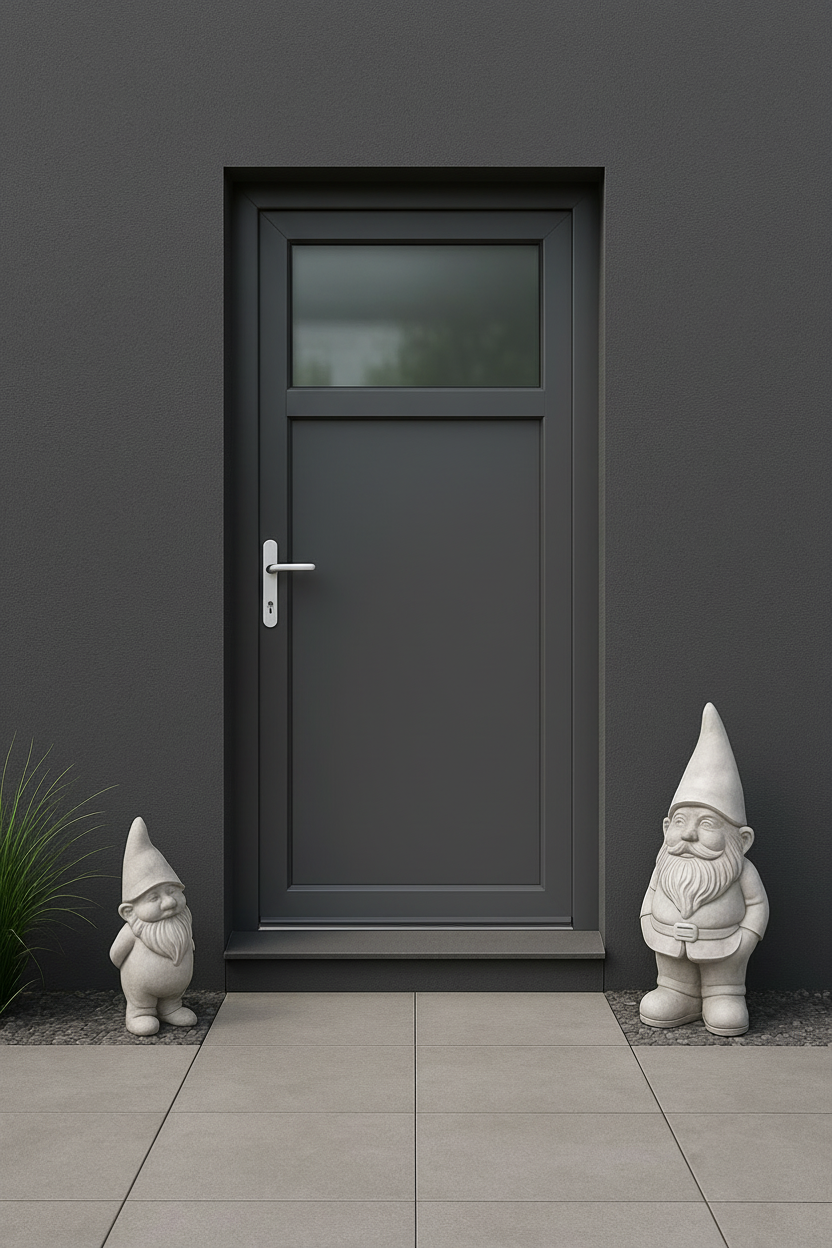 Porte en pvc anthracite vitré ou demie vitrée poignée compris TVAC