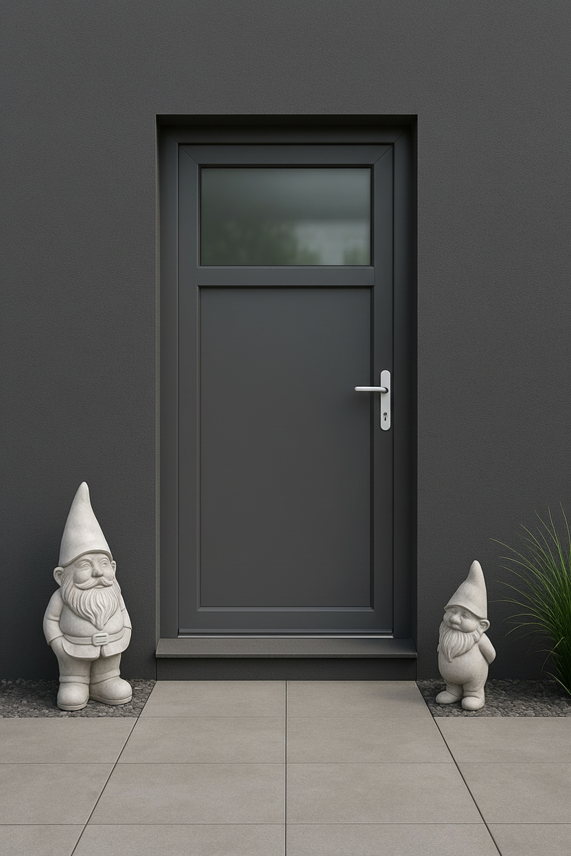 Porte en pvc anthracite vitré ou demie vitrée poignée compris TVAC