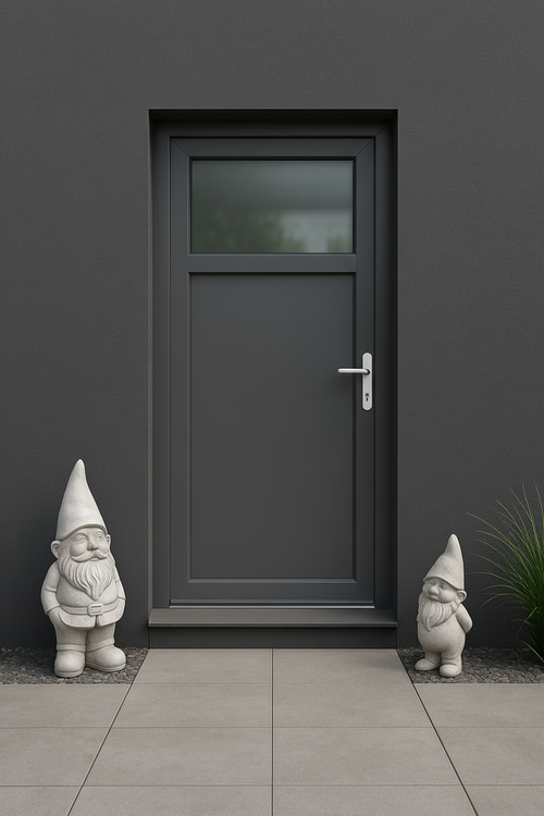 Porte en pvc anthracite vitré ou demie vitrée poignée compris TVAC